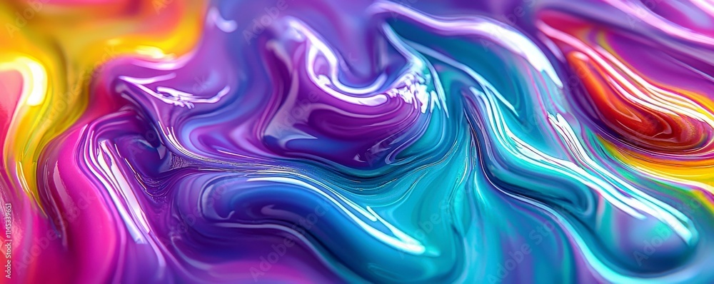 Poster vibrant abstract fluid art background with colorful swirls and glossy texture, creating a visually c