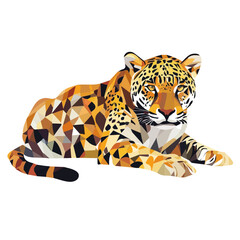 Simple Design of a Jaguar Full Body Geometry Vector Illustration | Bold and Creative Animal Art
