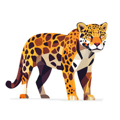 Simple Design of a Jaguar Full Body Geometry Vector Illustration | Bold and Creative Animal Art
