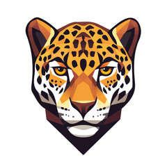 Simple Design of a Jaguar Head with Original Color Geometry Vector Illustration | Bold and Creative Animal Art

