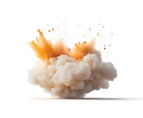 White dust ball exploding in the air on a white background
