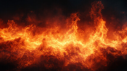 fiery inferno background with vivid flames consuming the darkness, creating a hellish ambiance that evokes chaos, destruction, and the overwhelming power of fire, symbolizing intense conflict