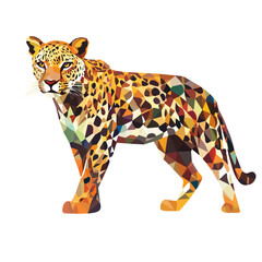 Simple Design of a Leopard Full Body Geometry Vector Illustration | Bold and Creative Animal Art
