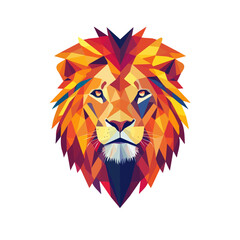 Lion Head with Original Color Geometry Vector Illustration | Bold and Creative Animal Art
