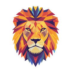 Lion Head with Original Color Geometry Vector Illustration | Bold and Creative Animal Art
