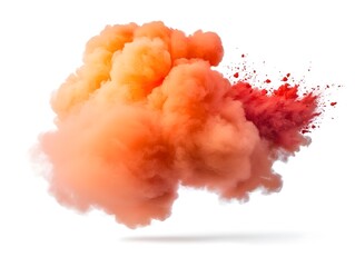 fiery red and orange smoke explosion, isolated on white background