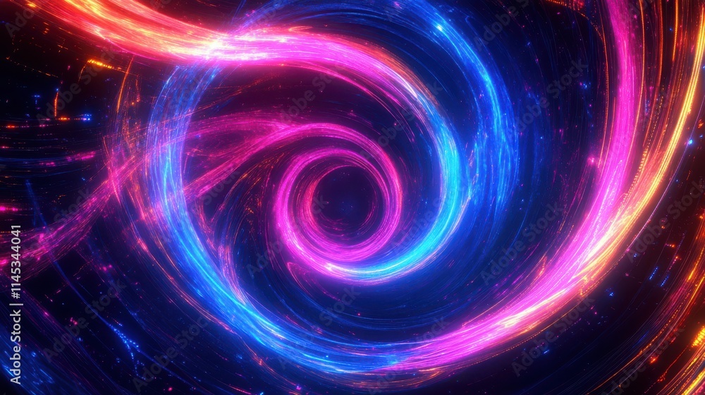 Poster abstract swirling neon light patterns create a cosmic vortex