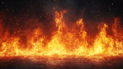 fiery inferno background with vivid flames consuming the darkness, creating a hellish ambiance that evokes chaos, destruction, and the overwhelming power of fire, symbolizing intense conflict