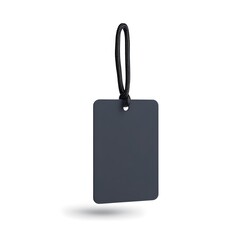 Black price tag with empty space for text on light background. A simple black label with rounded corners