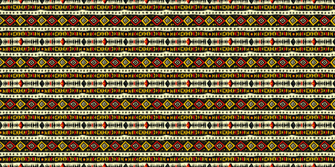 Abstract African art shapes seamless backgrounds, tribal geometric decoration patterns. Colored flat boho symbols illustrations	