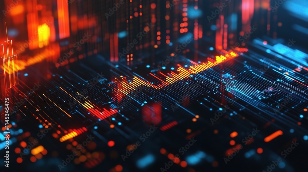 Aufkleber abstract technology background with rising chart and arrow visuals