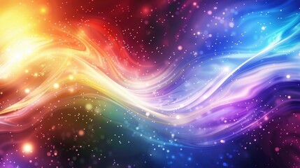 Colorful Abstract Waves and Swirls with Sparkles in Space