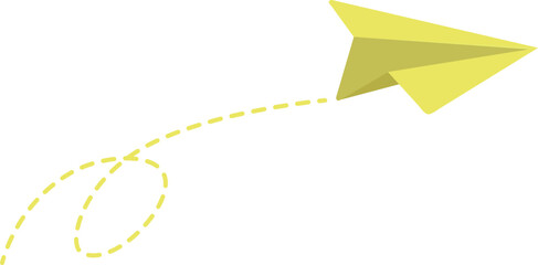 Yellow Paper Plane with Dotted Flight Paths