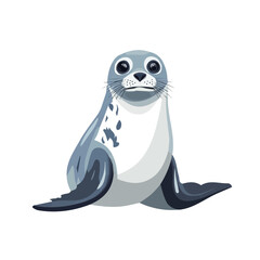 Simple Geometric Seal Full Body – Smooth Vector Illustration with Original Colors  
