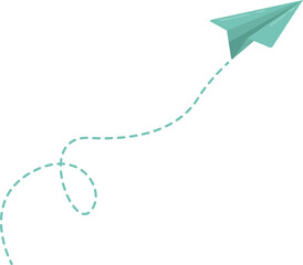 Green Paper Plane with Dotted Flight Paths