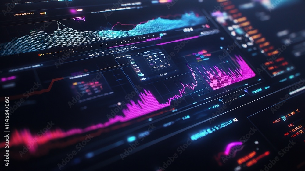 Aufkleber dynamic bright stock market interface with data visualization
