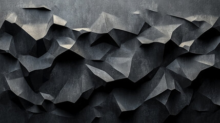 Abstract geometric shapes of black paper scattered in chaotic composition, symbolizing disorder, contrast, and tension. The visual captures the balance between structure and randomness