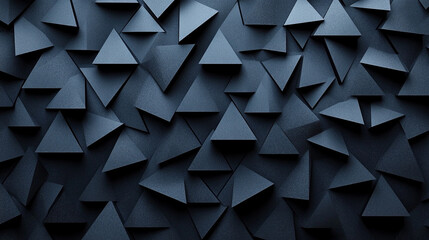 Abstract geometric shapes of black paper scattered in chaotic composition, symbolizing disorder,...