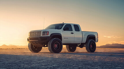 Obraz premium Off-Road Truck Against Sunset Landscape