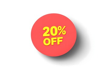 A red circular sticker with the text "20% OFF" in bold yellow font on a plain white background