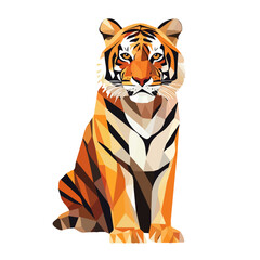 Simple Geometric Tiger Full Body – Bold Vector Illustration with Original Colors  
