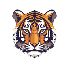 Simple Geometric Tiger Head – Bold Vector Illustration with Original Colors  
