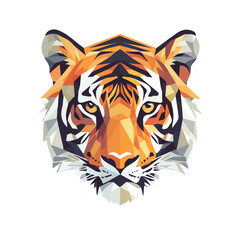 Simple Geometric Tiger Head – Bold Vector Illustration with Original Colors  
