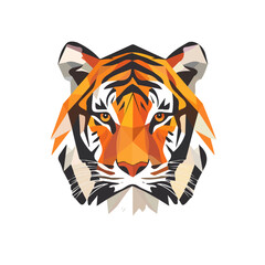 Simple Geometric Tiger Head – Bold Vector Illustration with Original Colors  
