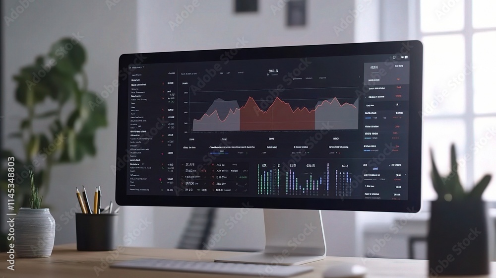 Poster modern investment dashboard with colorful charts and graphs