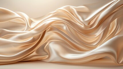 Obraz premium Elegant, flowing champagne silk fabric.