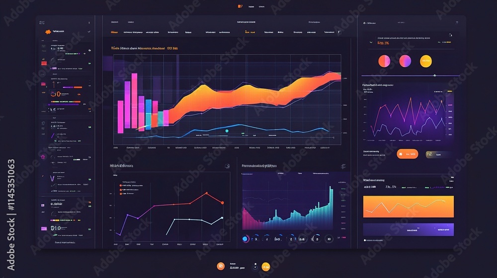 Poster Colorful Dynamic Investment Dashboard with Charts and Visual Data