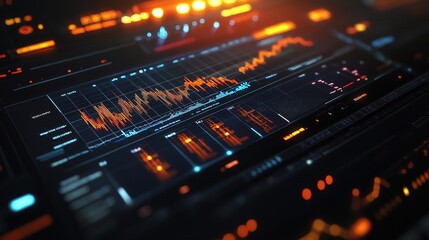 Obraz premium Digital Financial Interface with Candlestick Graphs and Vibrant Colors
