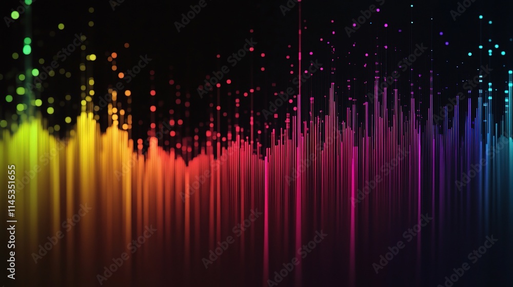 Poster abstract financial graph with color spectrum representation