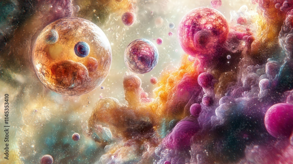 Poster a cosmic array of colorful nebulae and celestial bodies intertwined creating a breathtaking spectacl