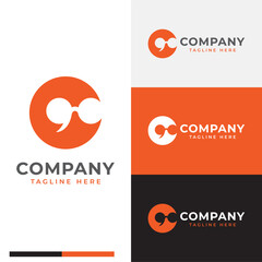 Bold circle with eyewear with eyes also bold head with text GO logo symbol icon flat stock vector design
