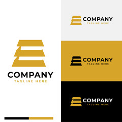 Simple luxury bold letter E gold bar investment business logo art symbol icon flat stock vector design