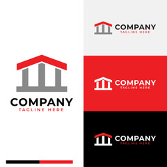 three pillar of law building also initial W for legal building logo symbol icon flat stock vector design