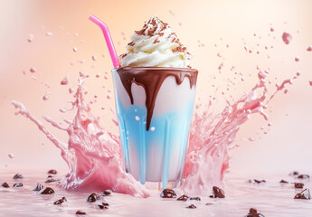 A Refreshing Milkshake with Vibrant Swirls