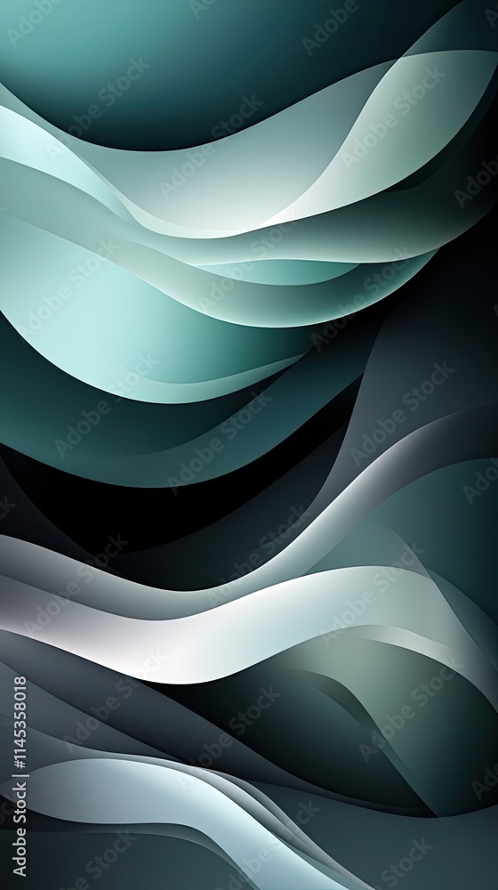 Poster abstract teal and grey wave pattern design