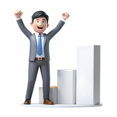 Young professional achieving career goals on plain background concept as Young professional achieving career goals and celebrating success on a desk with a plain background representing empowerment an