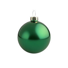 3D Render of a Green Christmas Ball Bauble on Transparent Background, Full Depth of Field