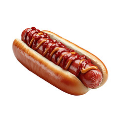 3D render of a hot dog isolated on transparent background, full depth of field