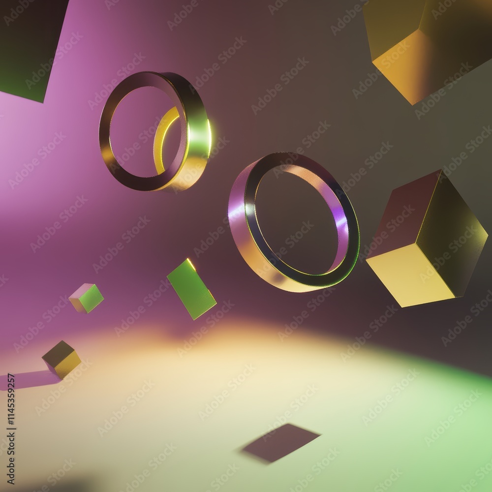 Aufkleber abstract geometric shapes in dynamic motion with colorful lighting