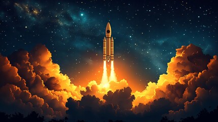 Fototapeta premium Creative vector illustration of a rocket launching into space perfect for science and technology designs