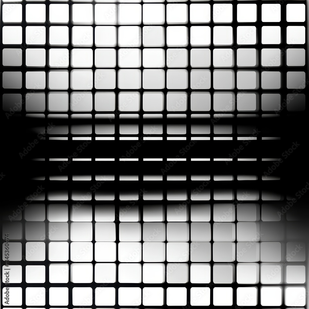 Poster abstract grid design with dots and gradients in black and white