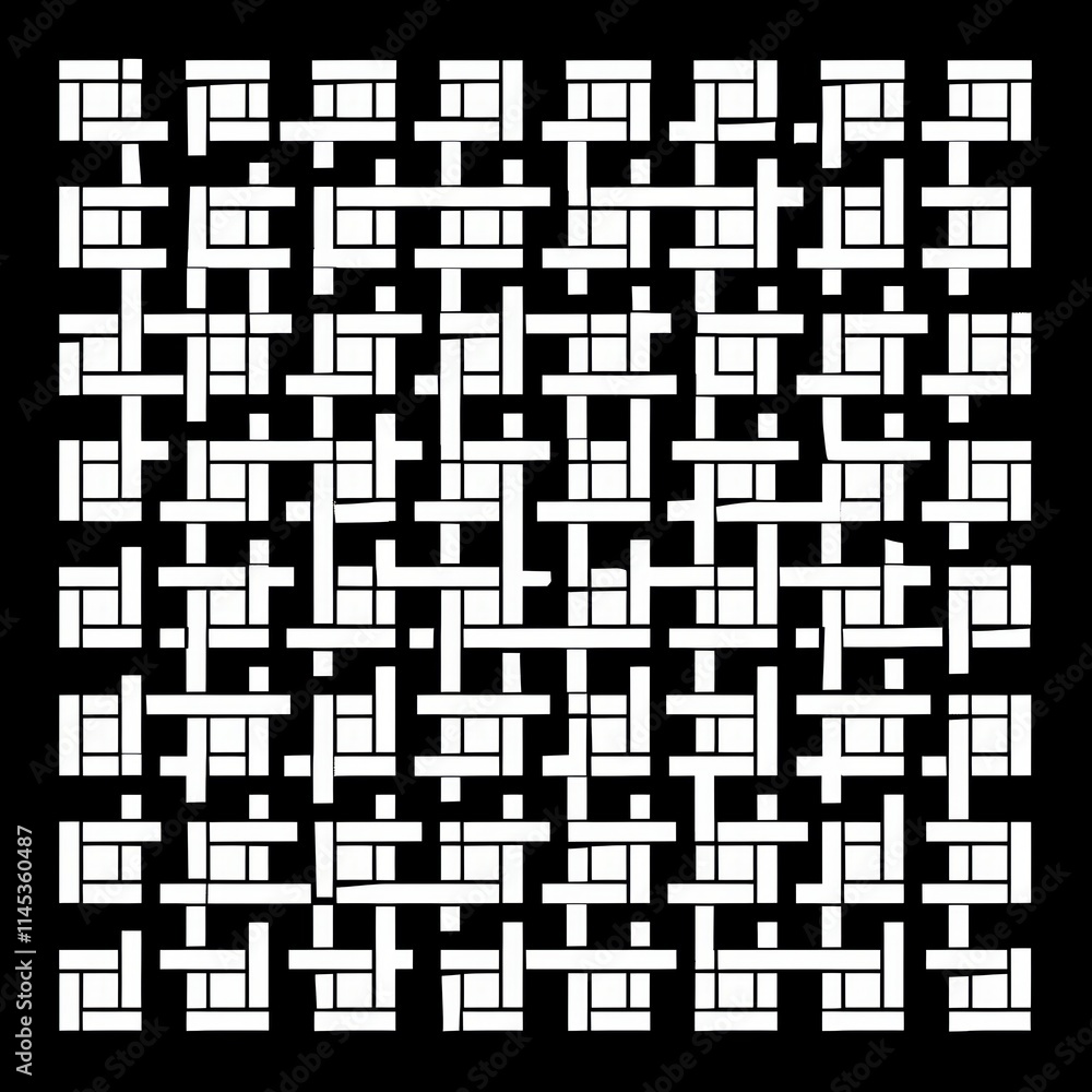 Poster abstract black and white geometric pattern of overlapping shapes