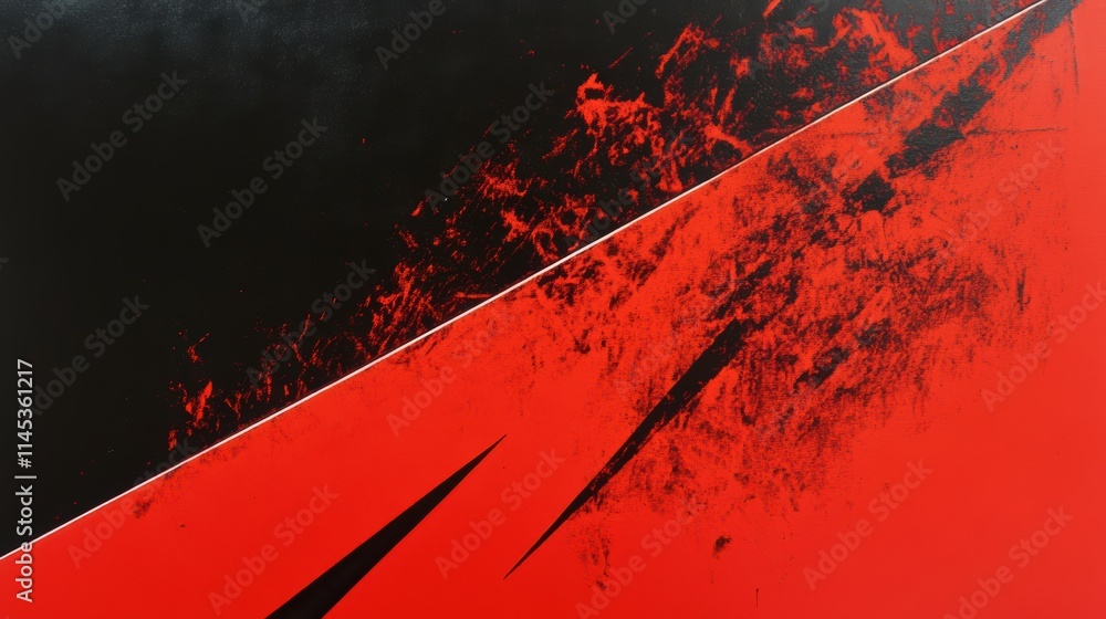Poster abstract red and black artwork with dynamic brush strokes and lines