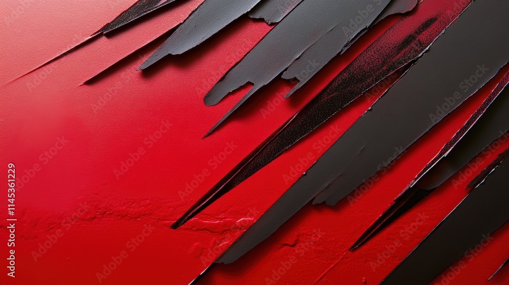 Poster abstract red and black texture with sharp edges and striking contrast