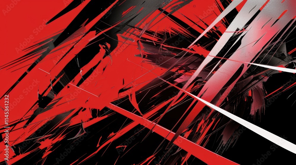 Aufkleber dynamic abstract red and black background with striking lines