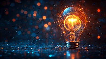 Creative vector illustration of a lightbulb with gears inside ideal for innovation and technology themes